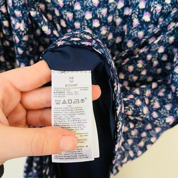 Gap Drapey Blue Floral Shirt Mini Dress SZ XS - Picture 10 of 12